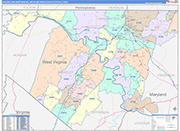 Hagerstown-Martinsburg Metro Area Wall Map Color Cast Style